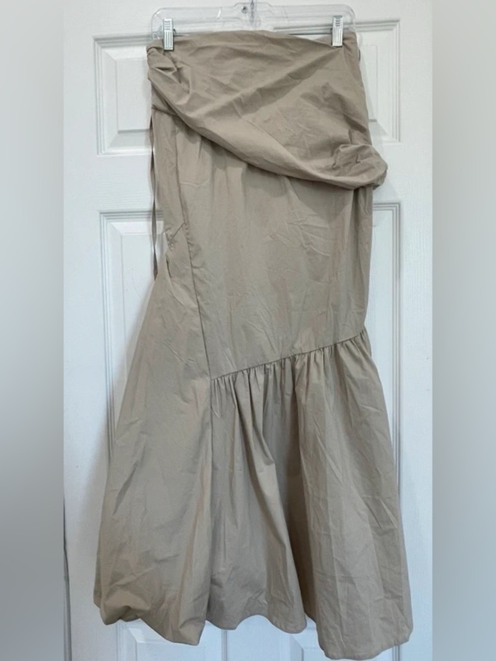 Ruched Split Hem Fishtail Cotton Midi Skirt - Picture 6 of 6